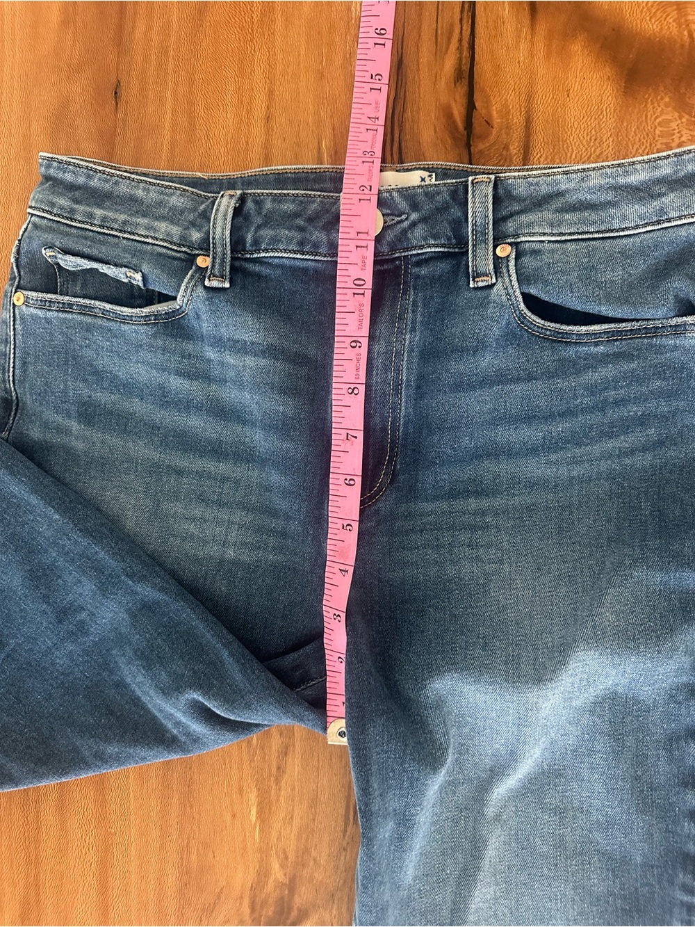 PAIGE Hoxton Ankle Ragged Frayed Hem Skinny Jeans Medium Wash Women's | Size 31 - Picture 13 of 15